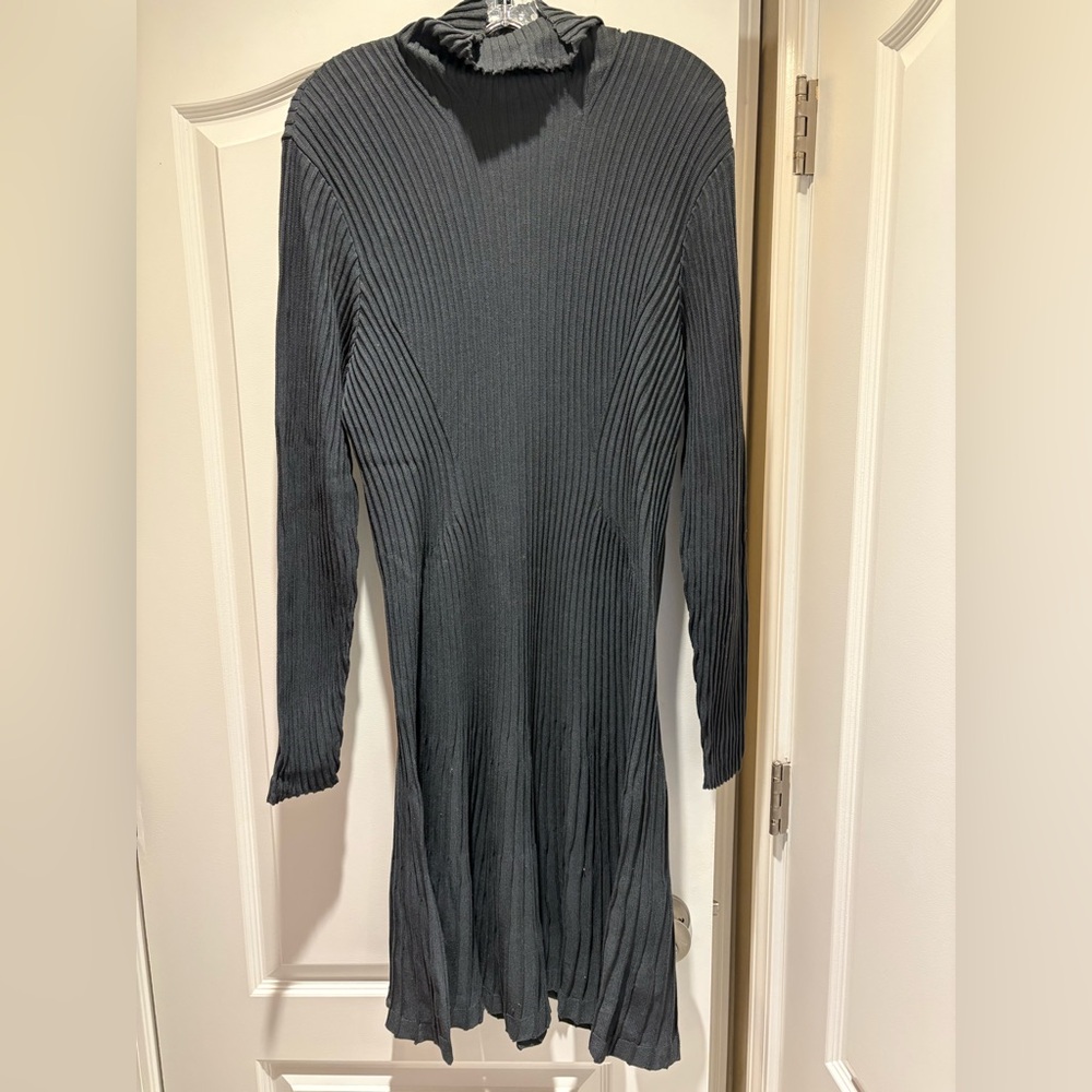 Peruvian Connection Charcoal Ribbed Dress
